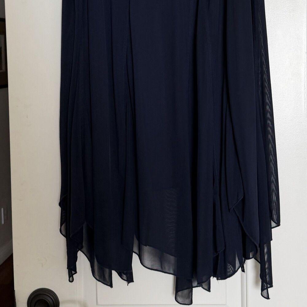 Chico's  Full Navy Blue Skirt w/Sheer Scarf Hemline Pull On - Size 3 (XL)